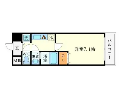 シャルマンフジ新大阪(1K/6階)の間取り写真