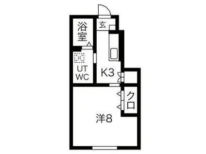 エスポワール上野(1K/1階)の間取り写真