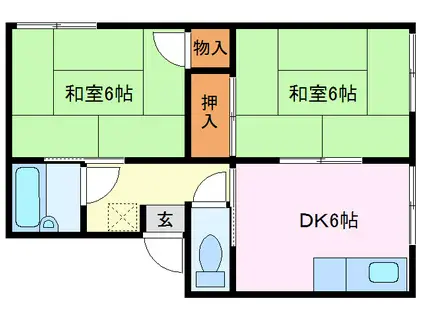 コーポ富士(2DK/2階)の間取り写真