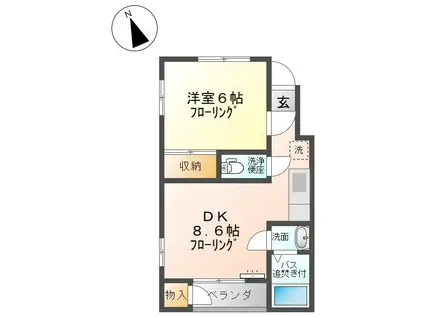 プレメゾン上野5(1DK/1階)の間取り写真