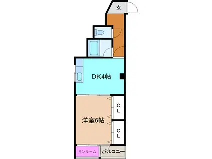 北川ハイツ(1DK/3階)の間取り写真