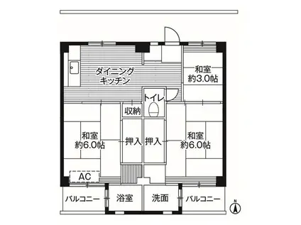 ビレッジハウス鎌倉6号棟(3DK/2階)の間取り写真