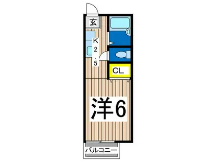 辰巳ハイツB棟(1K/2階)の間取り写真