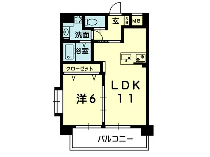 LIBERTY HOUSE III(1LDK/6階)の間取り写真