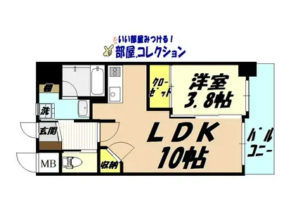 プルーム真鶴(1LDK/3階)の間取り写真