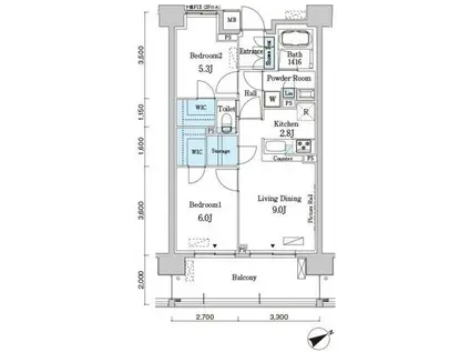 ベルヴュコート柏(2LDK/2階)の間取り写真