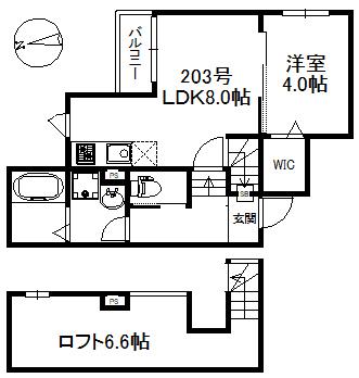 マグノリア梅満(1LDK/2階)の間取り写真
