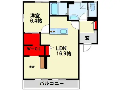 シャーメゾン中井(1LDK/1階)の間取り写真