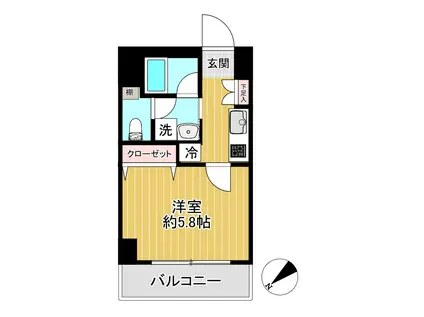 グリフィン新横浜・七番館(1K/2階)の間取り写真