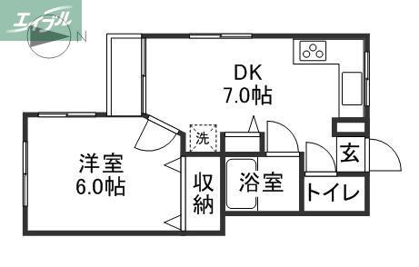 三門コンドミニアム(1DK/1階)の間取り写真