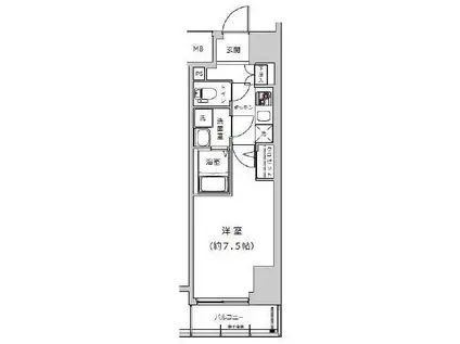 ライジングプレイス西浅草(1K/4階)の間取り写真