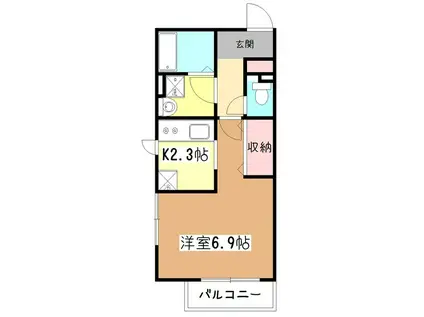 ランベリー津田(1K/1階)の間取り写真