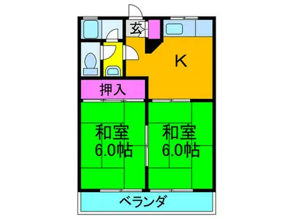 福田マンション(2K/3階)の間取り写真