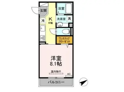 シグネチャー武蔵中原(1K/1階)の間取り写真