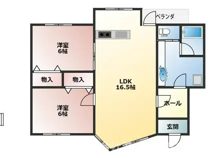 アイランドヴィレッジ(2LDK/2階)の間取り写真