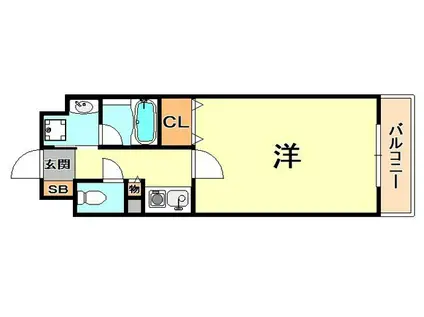 アミーグランコート三宮(1K/10階)の間取り写真