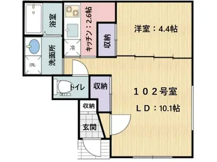G-FLAT(1LDK/1階)の間取り写真