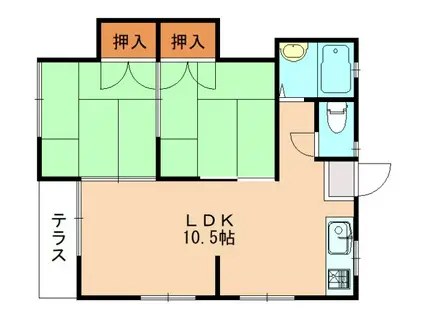 コーポ合屋(2LDK/1階)の間取り写真