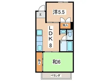 りぶ渡辺(2LDK/2階)の間取り写真