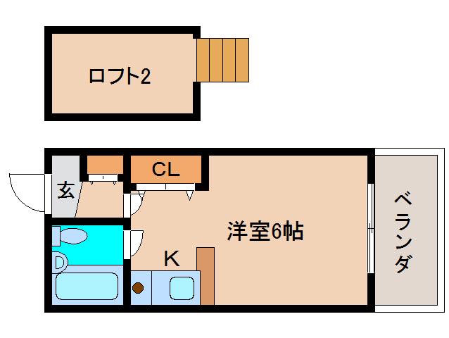 リバーヒル帝塚山(ワンルーム/2階)の間取り写真