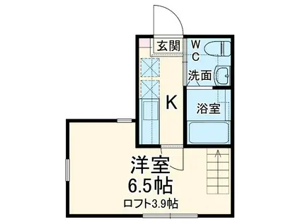 ハーミットクラブハウス霞ヶ丘III(1K/1階)の間取り写真