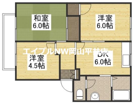 フレグランス雄町C(3DK/2階)の間取り写真