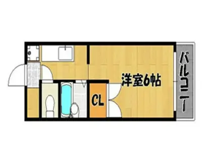 エステートピア セルベイユII(ワンルーム/2階)の間取り写真