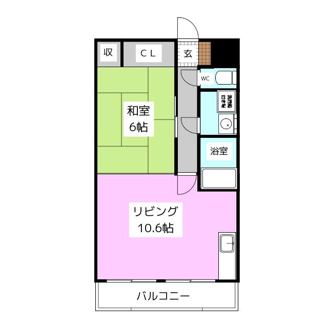 コーポ伝田(1LDK/3階)の間取り写真