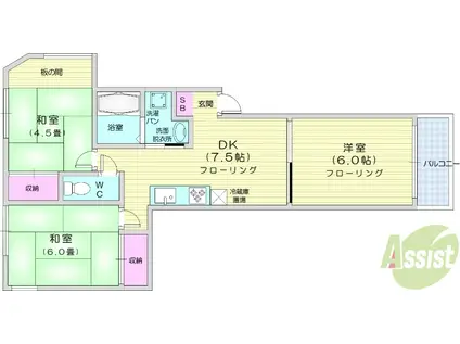 エンドウハイツⅠ(3DK/1階)の間取り写真