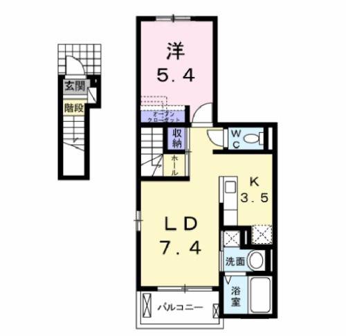 シャーロットII(1LDK/2階)の間取り写真