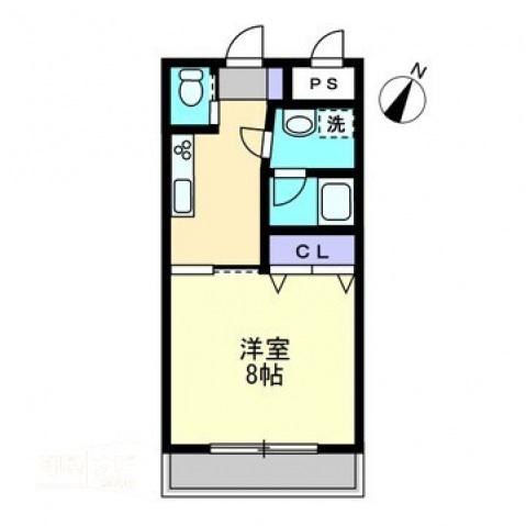 ハアラン一ノ宮(1K/2階)の間取り写真