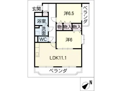 クレスト(2LDK/2階)の間取り写真