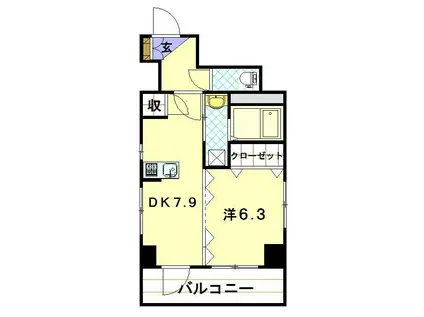 クオーレ賑町(1DK/2階)の間取り写真
