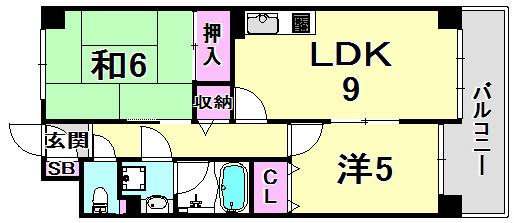 リヴインコンフォート(2LDK/1階)の間取り写真