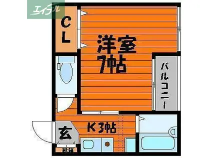 サライ西古松(1K/2階)の間取り写真