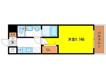 レクシア平野 デュオ(1K/9階)の間取り写真