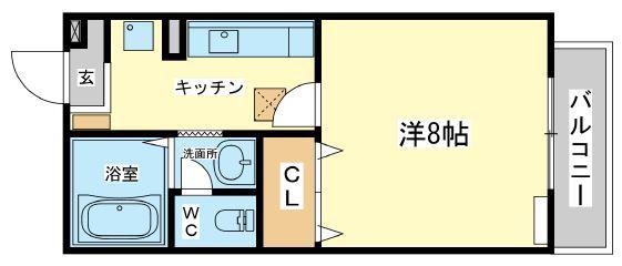 アヴニール今宿(1K/2階)の間取り写真