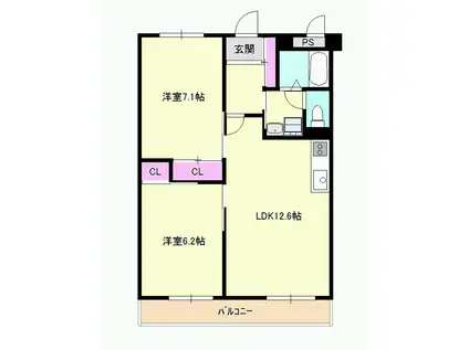 CASA MG-1(2LDK/2階)の間取り写真