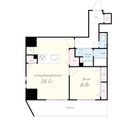 テアトル神南(1LDK/6階)の間取り写真