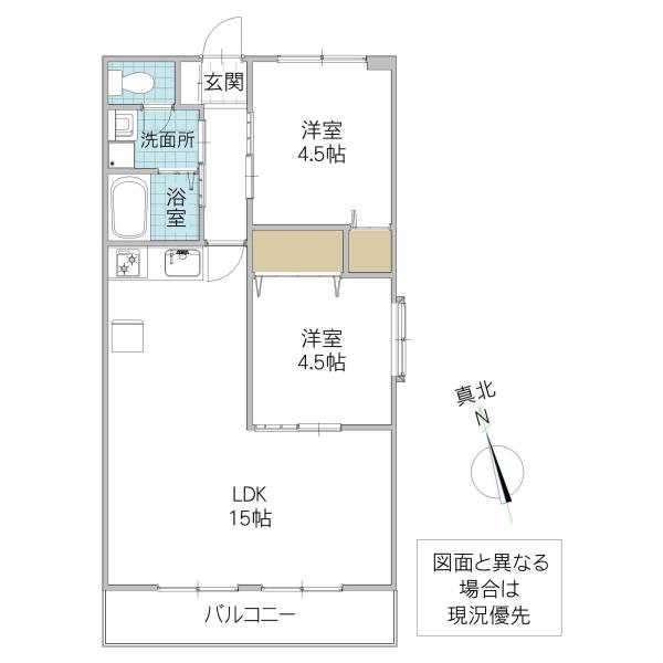 長塚マンション(2LDK/3階)の間取り写真