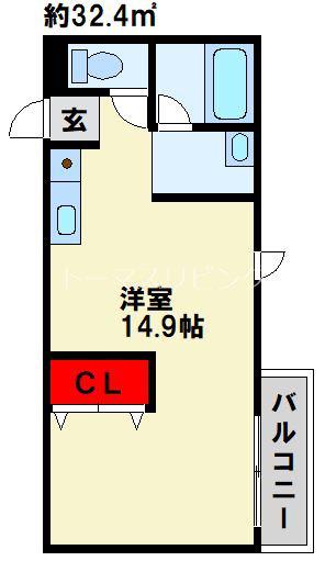 TENOU BLD(ワンルーム/3階)の間取り写真