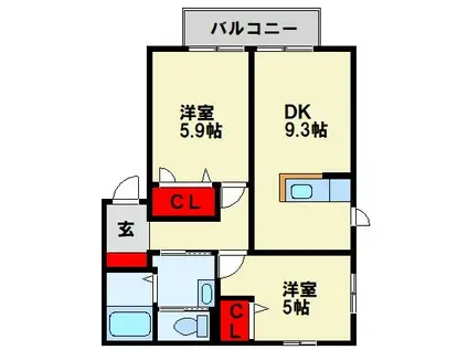 サンアネックス竹末(2DK/2階)の間取り写真