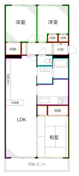 白鷺ハイム4号棟 2階階 間取り