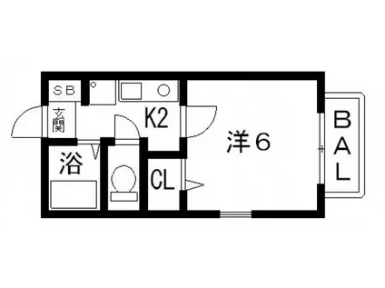 プルミエ(1K/1階)の間取り写真
