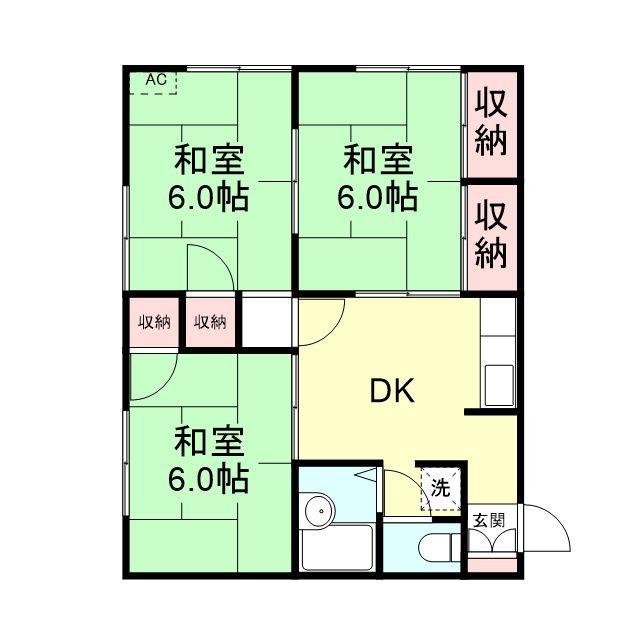 マンションなかむら(3DK/1階)の間取り写真