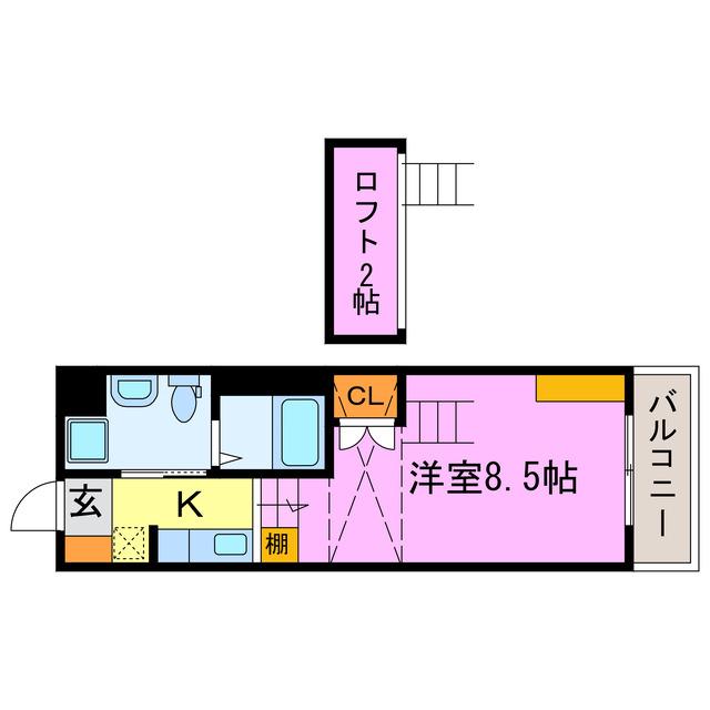 エアフォルク21(1K/2階)の間取り写真