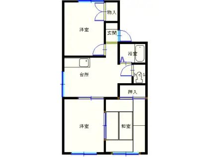 DWELLジュネスII(3DK/1階)の間取り写真
