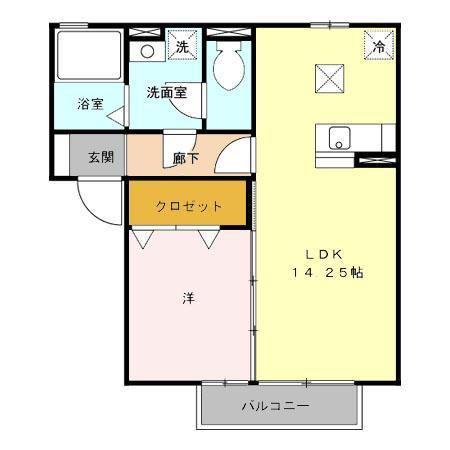 レ・ジーナ(1LDK/1階)の間取り写真