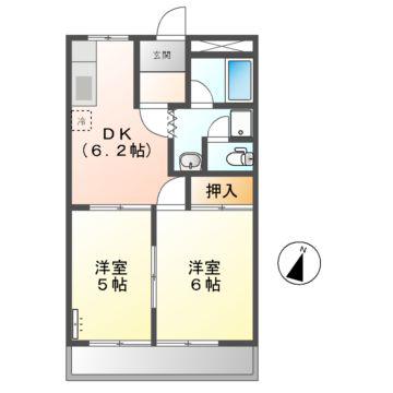 プロニティコーポ(2DK/2階)の間取り写真