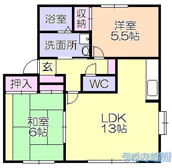 ミーツハオスK C棟(2LDK/2階)の間取り写真